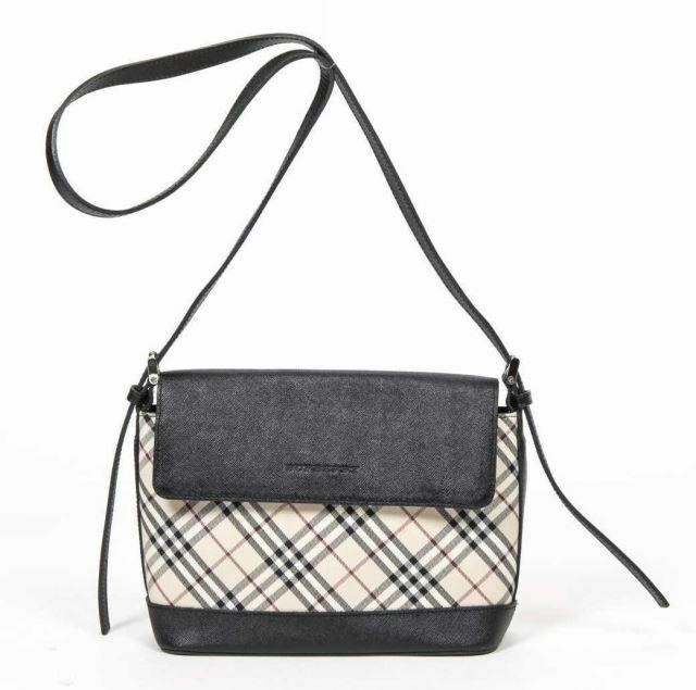 Appraisal: Burberry crossbody flap bag in Nova check canvas with silver-tone