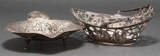 Appraisal: Two Dutch rococo style silver table articles late th century