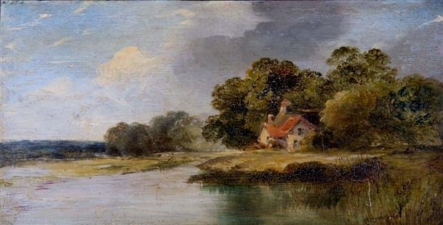 Appraisal: HENRY BRIGHT SENIOR British - A rural cottage by a