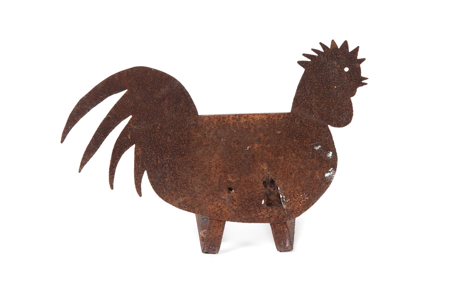 Appraisal: ROOSTER BOOT SCRAPER American nd half- th century Sheet metal