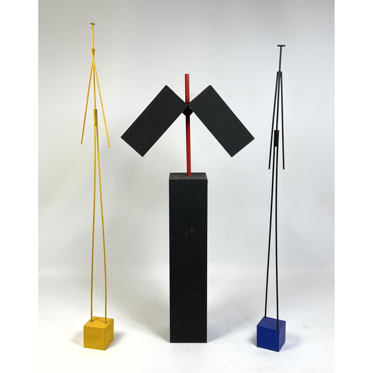 Appraisal: pc GEORGE D'AMATO Modernist Minimalist Sculptures Wood Dowels Middle Sculpture