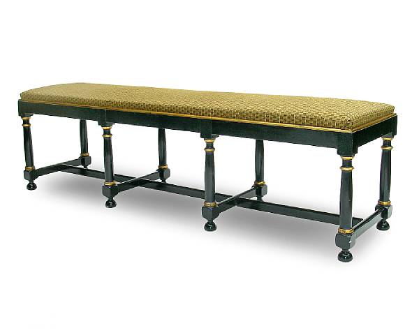 Appraisal: An Italian Baroque style ebonized beechwood bench late th century