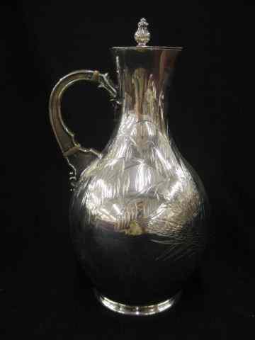 Appraisal: Elkington English Silverplate Claret Jug wheat or rye decor ''