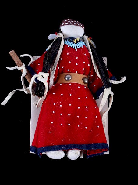 Appraisal: Native American Made Crow Indian Red Dress Doll Featured in