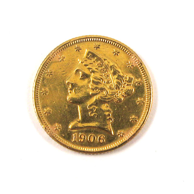 Appraisal: U S FIVE DOLLAR GOLD COIN Liberty head type -D