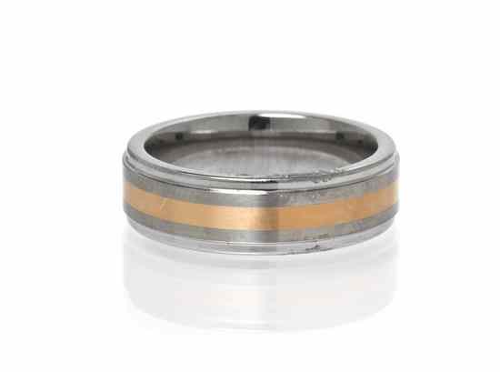 Appraisal: A Tungsten Carbide and Karat Rose Gold Inlay Ring Triton