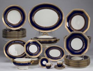 Appraisal: Royal Doulton dinner service executed in colbalt and gilt comprising