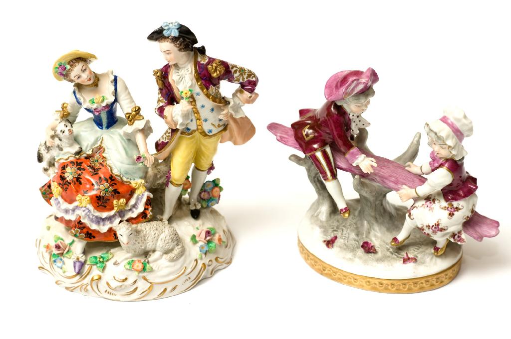 Appraisal: SITZENDORF PORCELAIN FIGURE GROUP modelled with a lady and gentleman