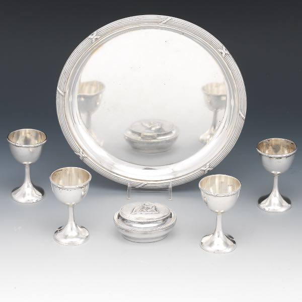 Appraisal: German Silver Table Items Including a round tray diameter cordials