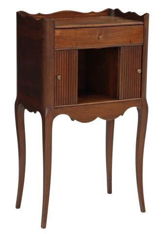 Appraisal: French Louis XV style walnut bedside cabinet three-quarter gallery over