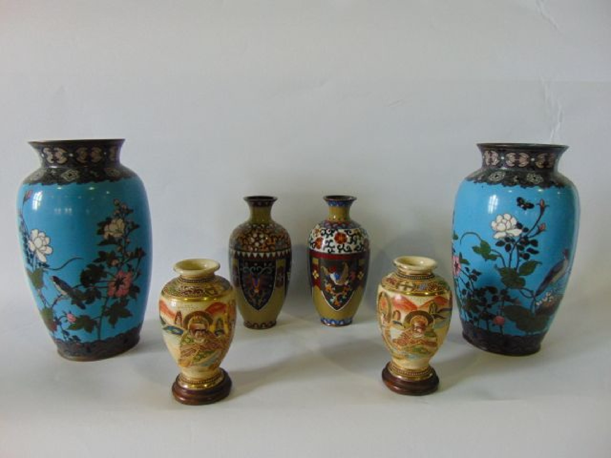 Appraisal: A pair of early th century Satsuma type vases with