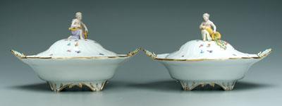 Appraisal: Pair Meissen lidded entr e dishes matching hand painted floral