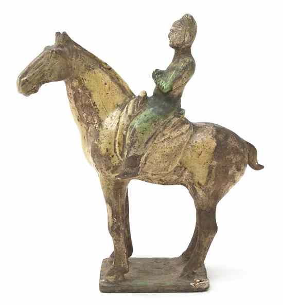 Appraisal: A Chinese Pottery Model of a Horse and Rider Tang