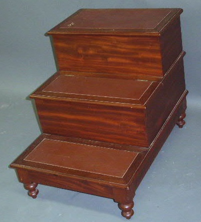 Appraisal: George III mahogany bed steps with pullout porcelain potty h