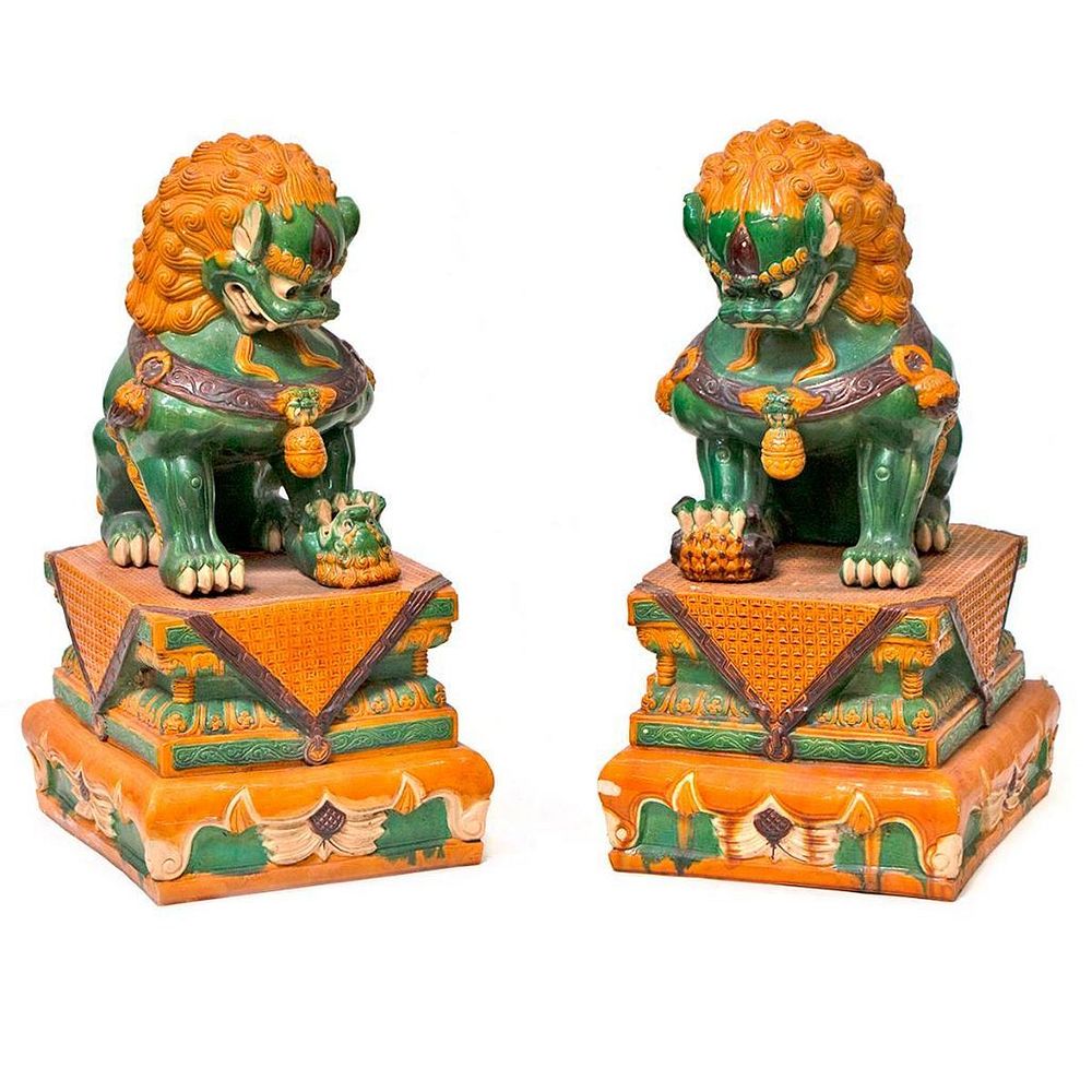 Appraisal: A pair of Chinese Temple Dogs A pair of Chinese