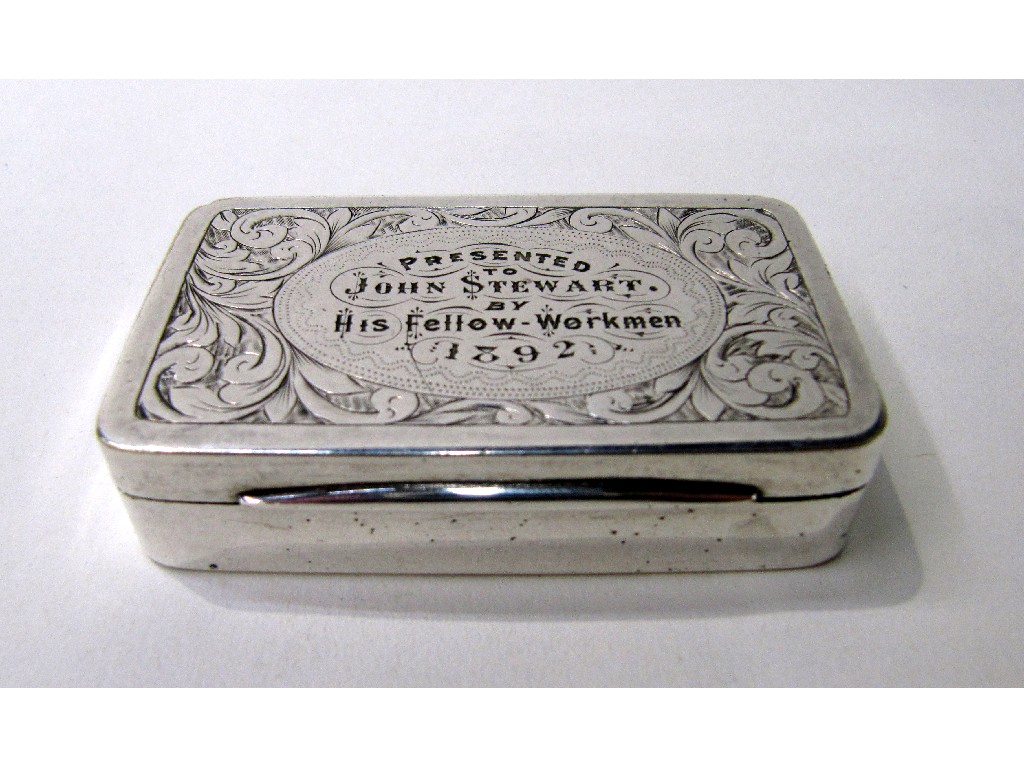 Appraisal: White metal snuff box