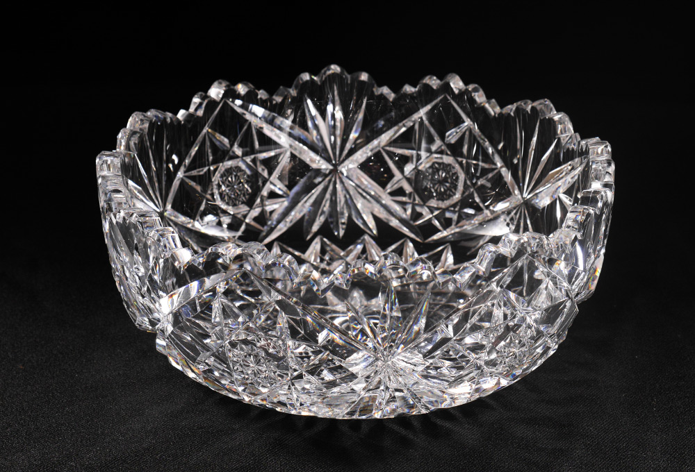 Appraisal: SIGNED HAWKES CUT GLASS BERRY BOWL Scalloped rim marked in