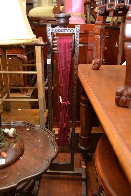 Appraisal: CARVED OAK WOOL WINDER AND CARVED INDIAN SIDE TABLE A