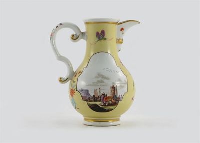 Appraisal: A Meissen coffee pot painted with two panels of figures