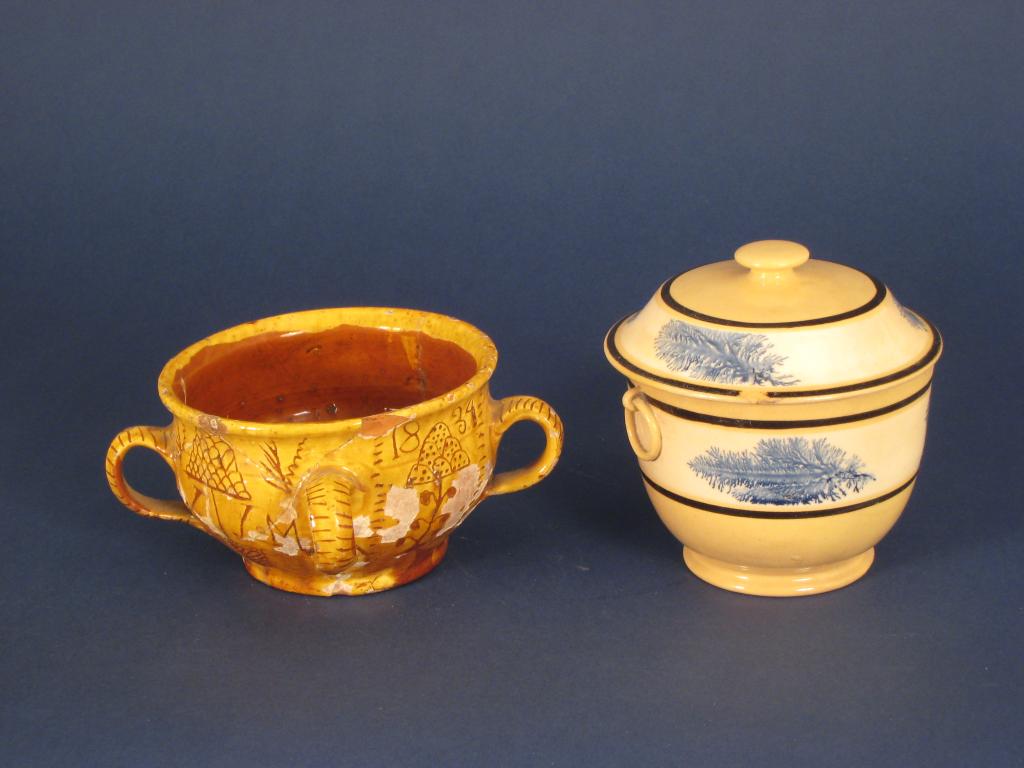 Appraisal: A Mocha ware circular Bowl and Cover having moulded ring