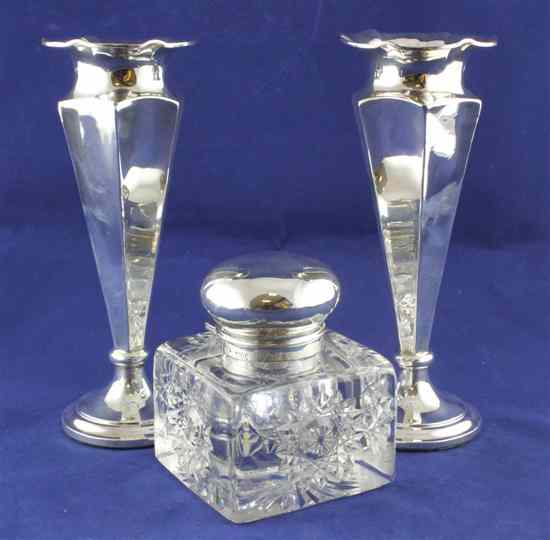 Appraisal: A late Victorian silver mounted cut glass inkwell Frederick Bradford