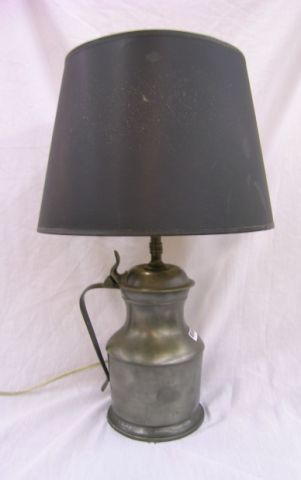 Appraisal: Two early American style table lamps including English pewter pitcher