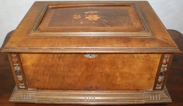 Appraisal: STELLA MUSIC BOX FLORAL INLAID WALNUT CASE WITHONE DRAWER MADE