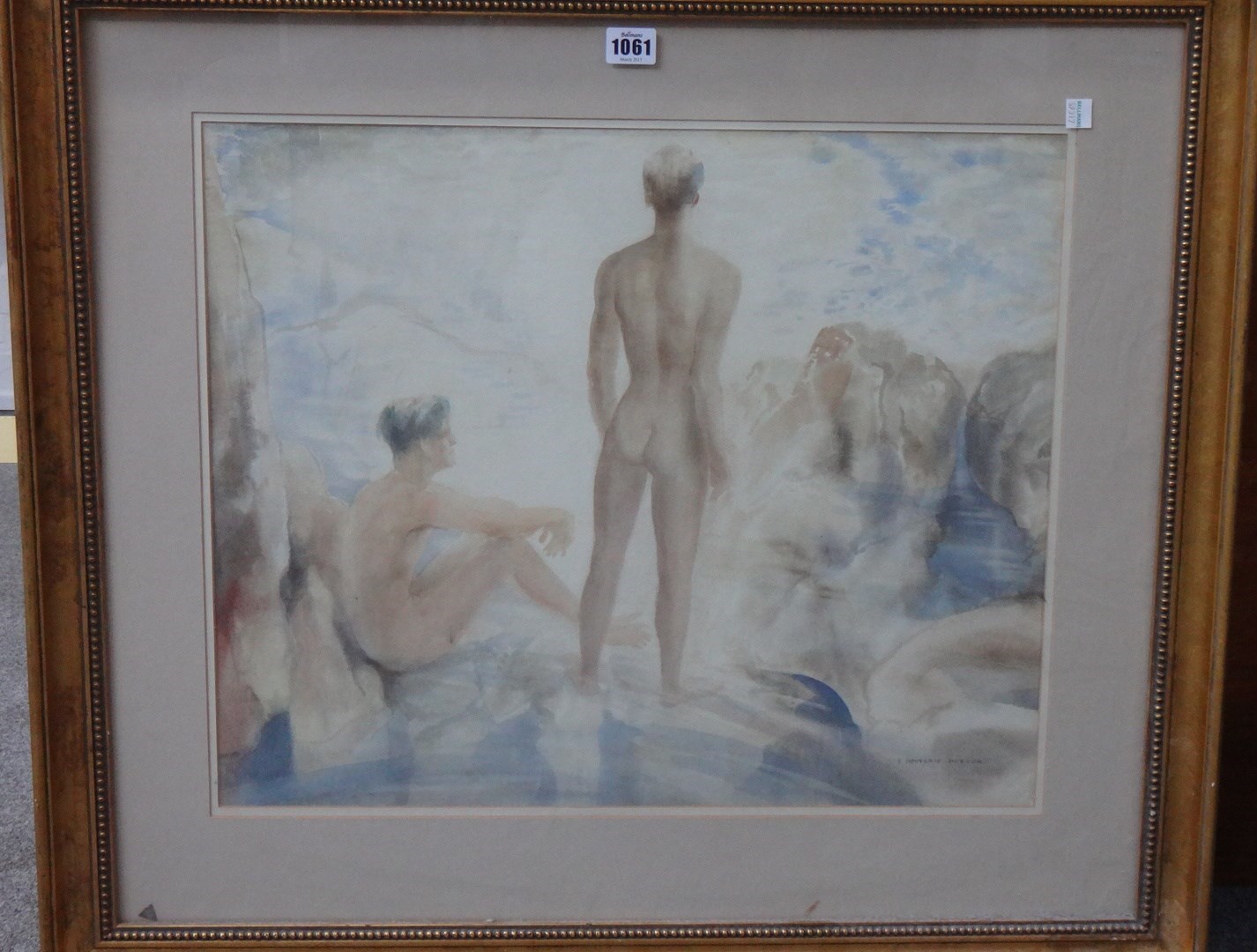 Appraisal: Edward Bouverie-Hoyton - Male bathers watercolour signed cm x cm