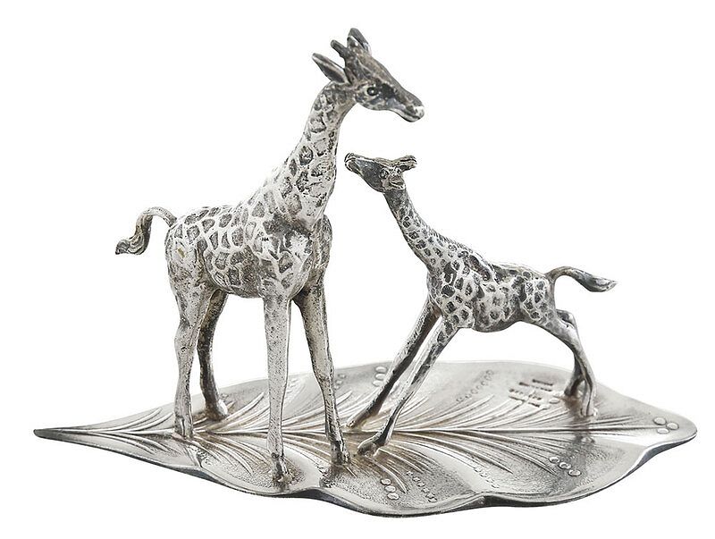 Appraisal: Cartier Sterling Giraffe Group Spain th century mother and calf