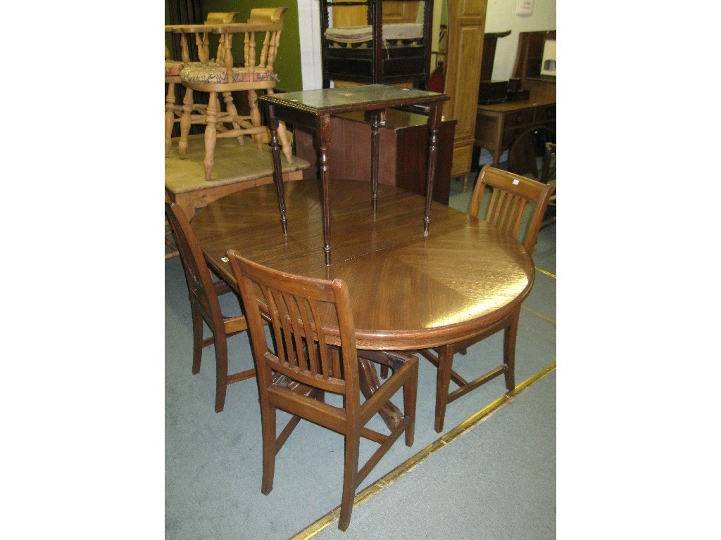 Appraisal: Lot comprising pedestal dining table four chairs and a part