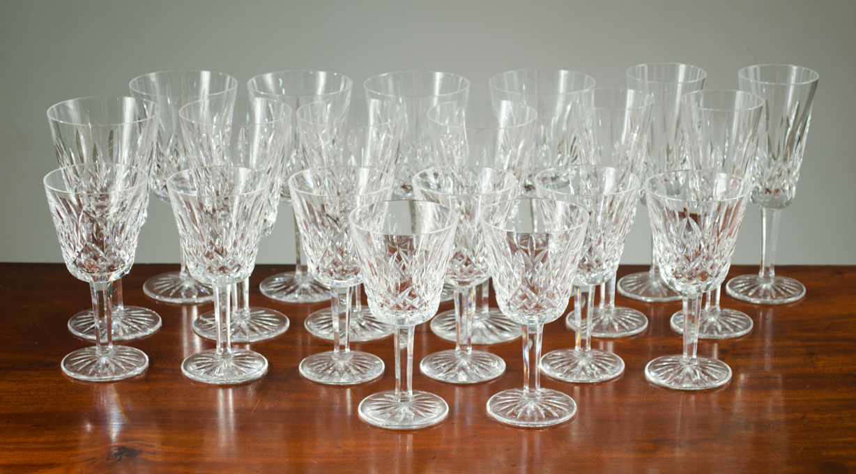 Appraisal: WATERFORD CUT CRYSTAL STEMWARE Lismore pattern pieces water goblets H