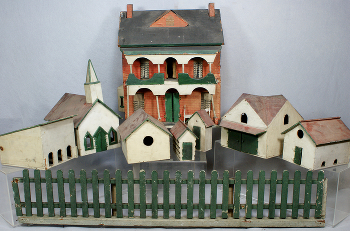 Appraisal: pc folk art village grouping of Mullica Hill NJ co