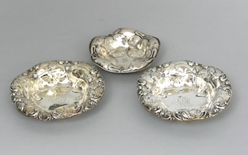 Appraisal: A Lot of Three Repousse Nut Dishes Two matching dishes