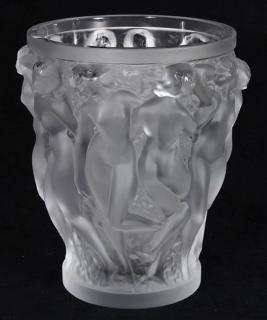 Appraisal: Lalique Bacchantes frosted glass vase Lalique Bacchantes frosted glass vase