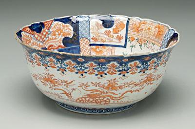 Appraisal: Japanese Imari bowl scalloped edge everted rim interior molded panels