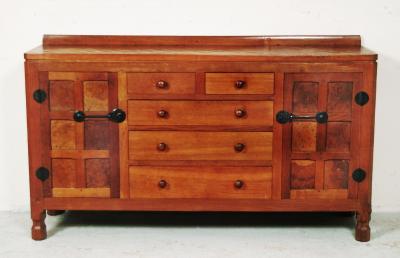 Appraisal: AN ADZED OAK ENCLOSED DRESSER by Robert Mouseman Thompson the