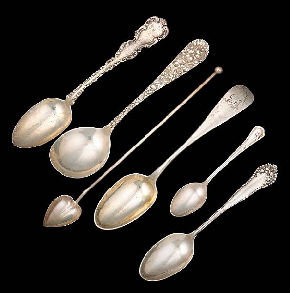 Appraisal: Property of various owners Comprising set straw spoons pairs of