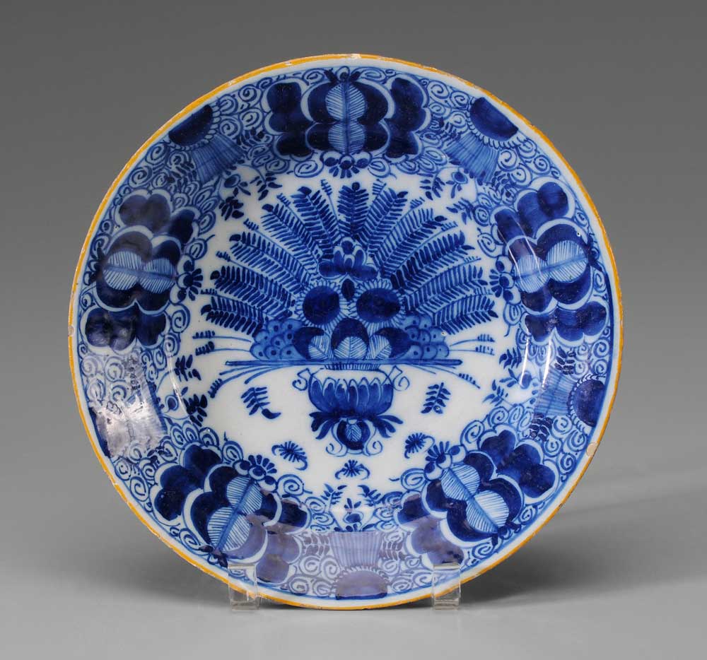 Appraisal: Delft Bowl English or Dutch late th century blue peacock