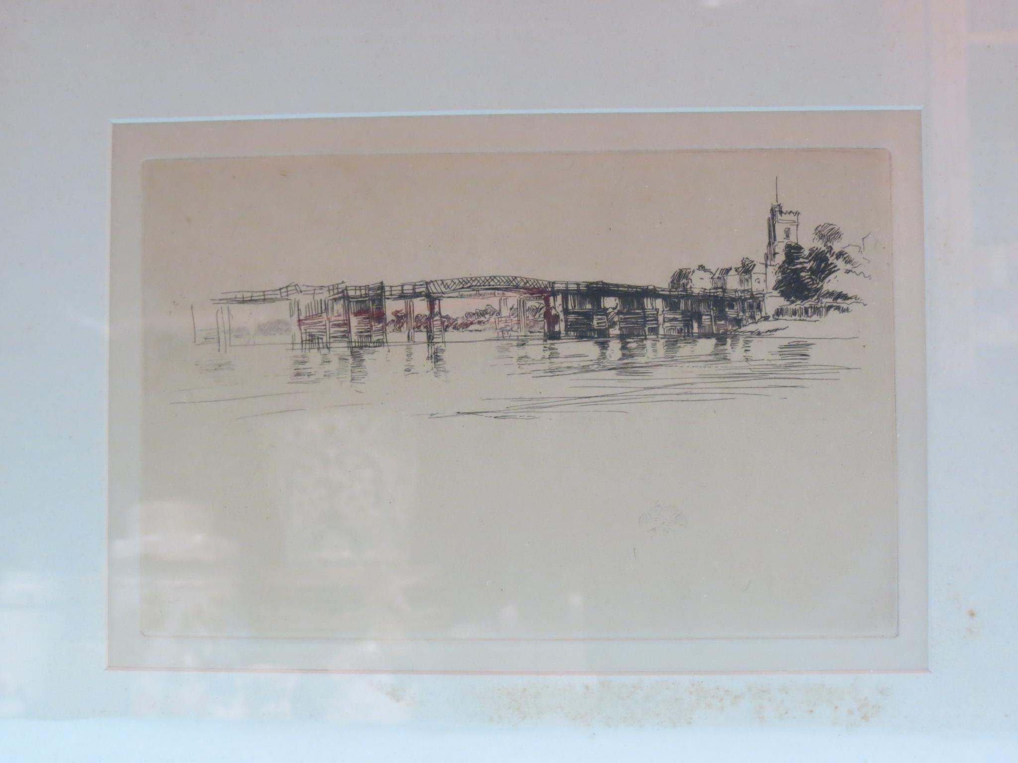 Appraisal: J A McNeil Whistler - monochrome etching Little Putney inscribed