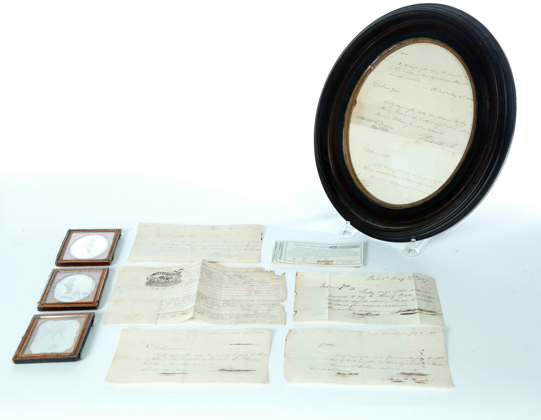 Appraisal: GOOD GROUP OF HISTORICAL DOCUMENTS AND DAGUERREOTYPES American th century