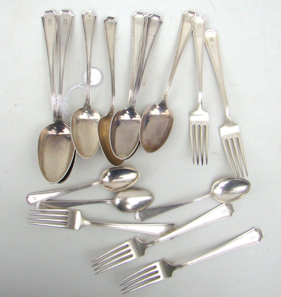 Appraisal: SIXTEEN PIECES OF STERLING SILVER FLATWARE th CenturyBy the Durgin