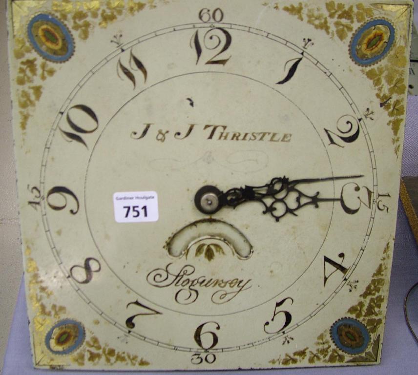 Appraisal: Thirty hour longcase clock movement the square dial signed J