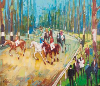 Appraisal: Louis Vidal Oil On Canvas Horse Racing Scene Louis Vidal