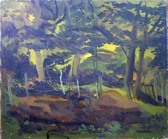 Appraisal: Muriel Pemberton - unframed oil on canvas Wooded landscape signed