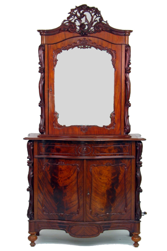 Appraisal: A VICTORIAN MAHOGANY PARLOR CABINET American c - in two