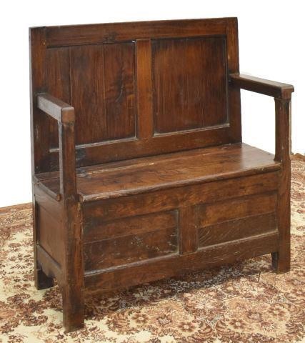 Appraisal: French Provincial oak hall bench early th c having a