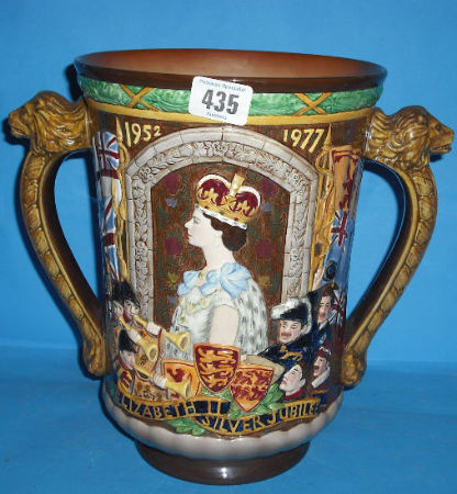 Appraisal: Royal Doulton Queen Elizabeth II Silver Jubilee Loving Cup in