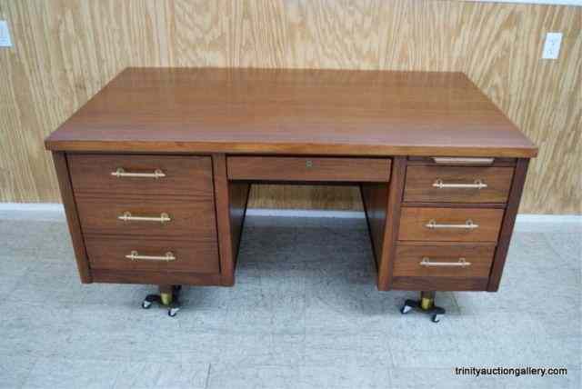 Appraisal: Vintage c 's Mahogany Office DeskUnique mid century desk has