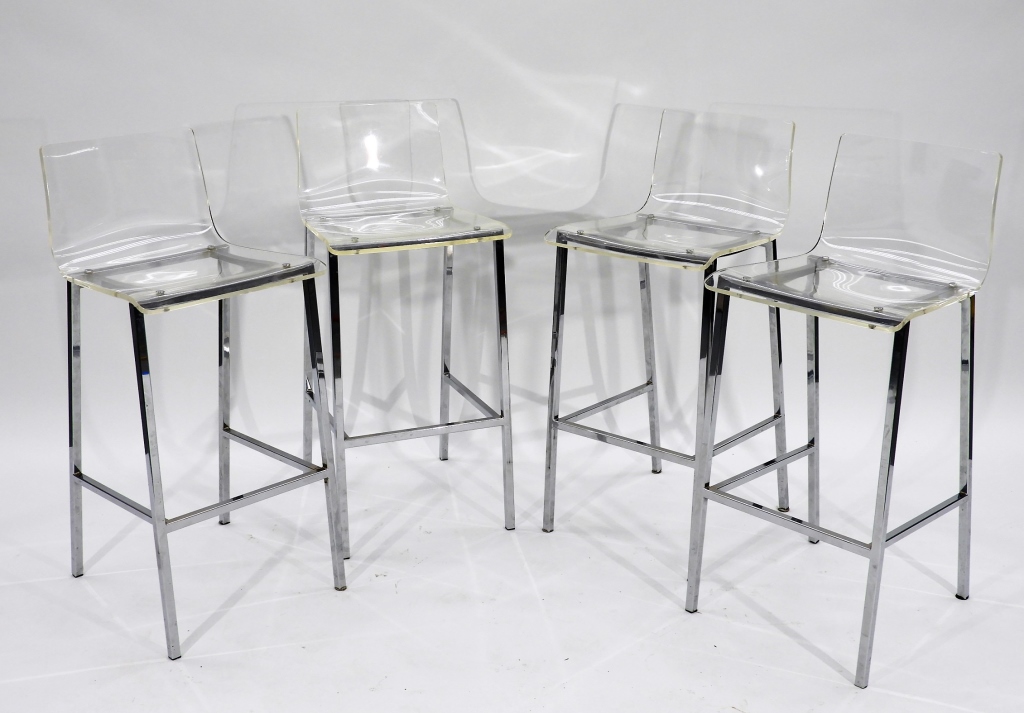 Appraisal: CONTEMPORARY VAPOR BENT ACRYLIC CHROME BAR STOOLS ContemporaryVapor style barstools