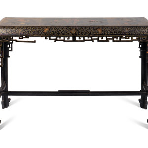 Appraisal: A Chinese Black and Gilt Lacquer Console Table TH CENTURY